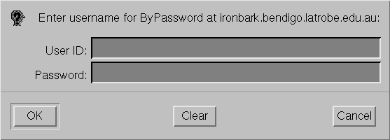 Netscape ByPassword dialog box on Unix client