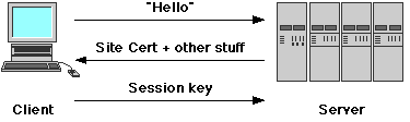 SSL handshake,
 grossly simplified